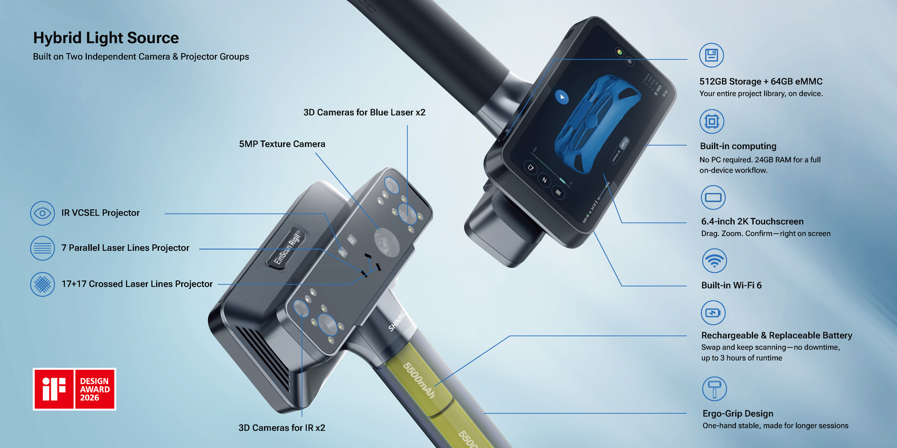 EinScan Rigil Lite All-In-One Wireless 3D Scanner